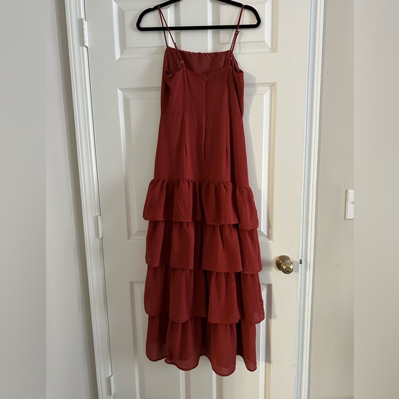 Rust Layered Ruffle Bridesmaids Dress Size M - Picture 2 of 3